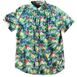 BETABRAND Men’s Hawaiian Aloha Shirt Tropical Nature Floral Scene Size Medium